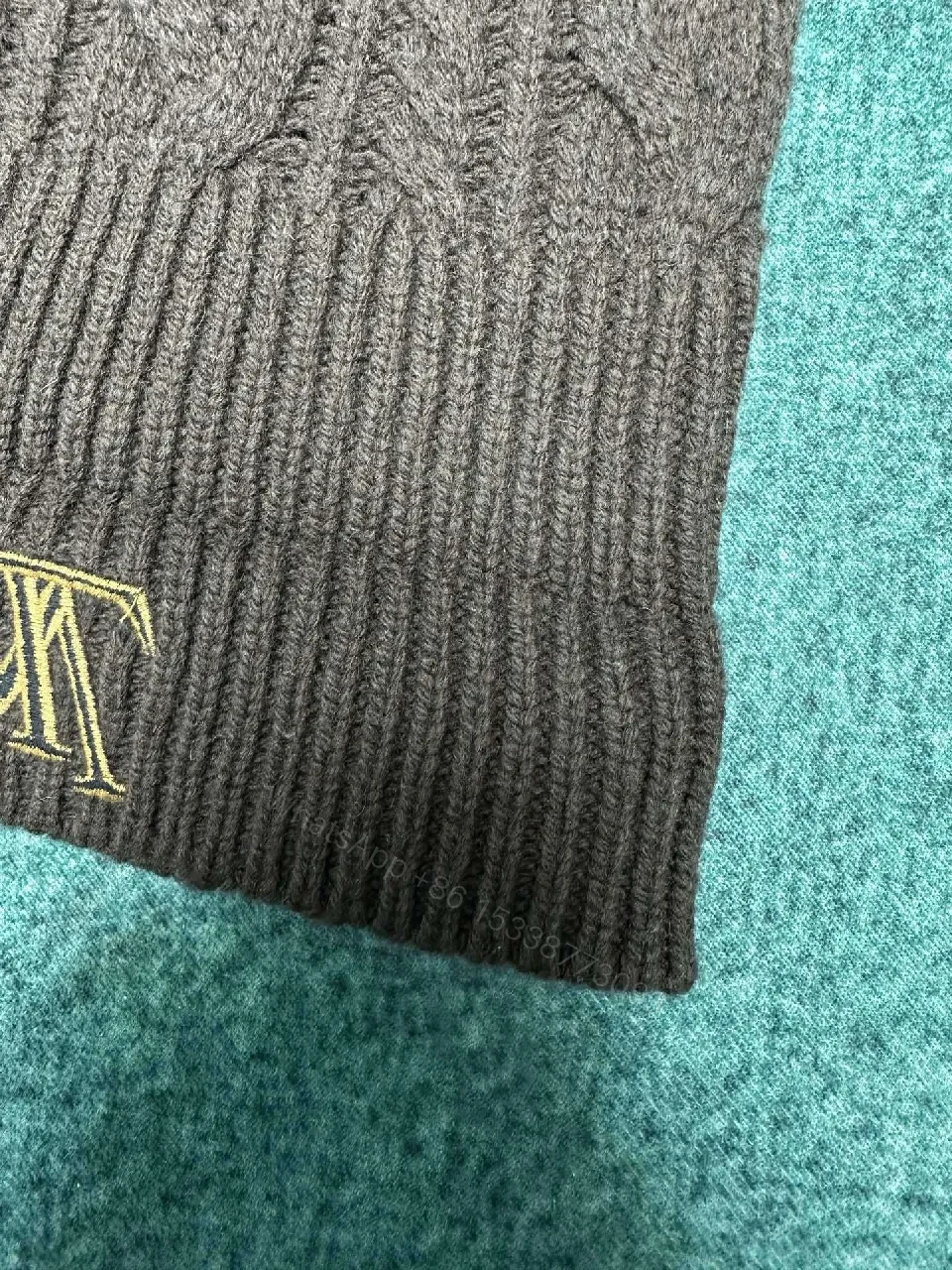 View 2 of Cozy Luxe Knit Beanie with Gold Accent - Winter Warmth Style