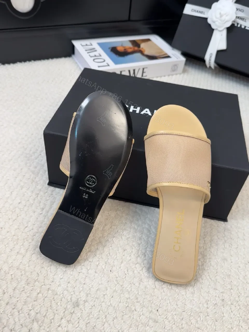 View 7 of Beige Textured Slip-Ons with Soft Elastic Band Sandals