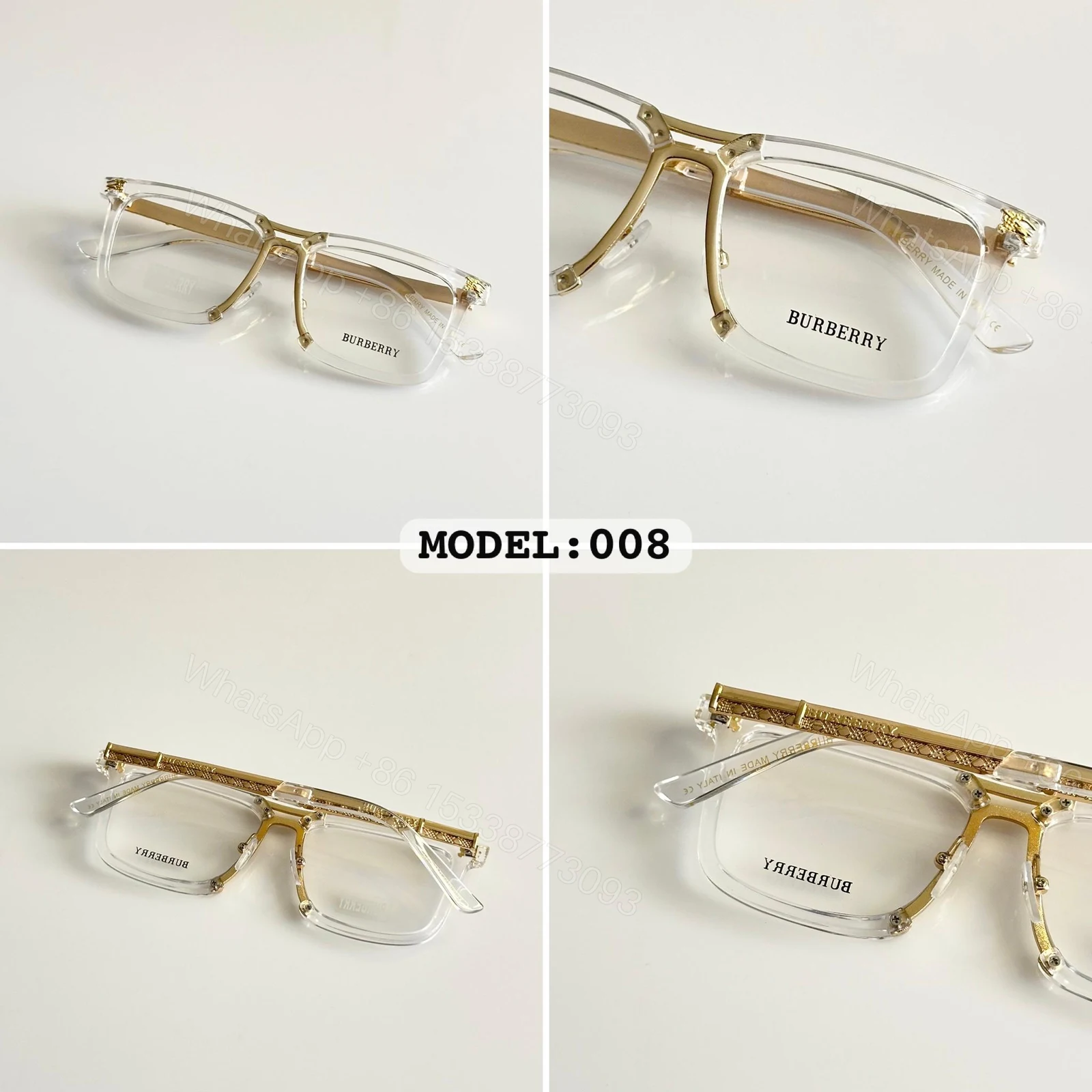 View 4 of Burberry 008 Transparent Plastic Square Glasses