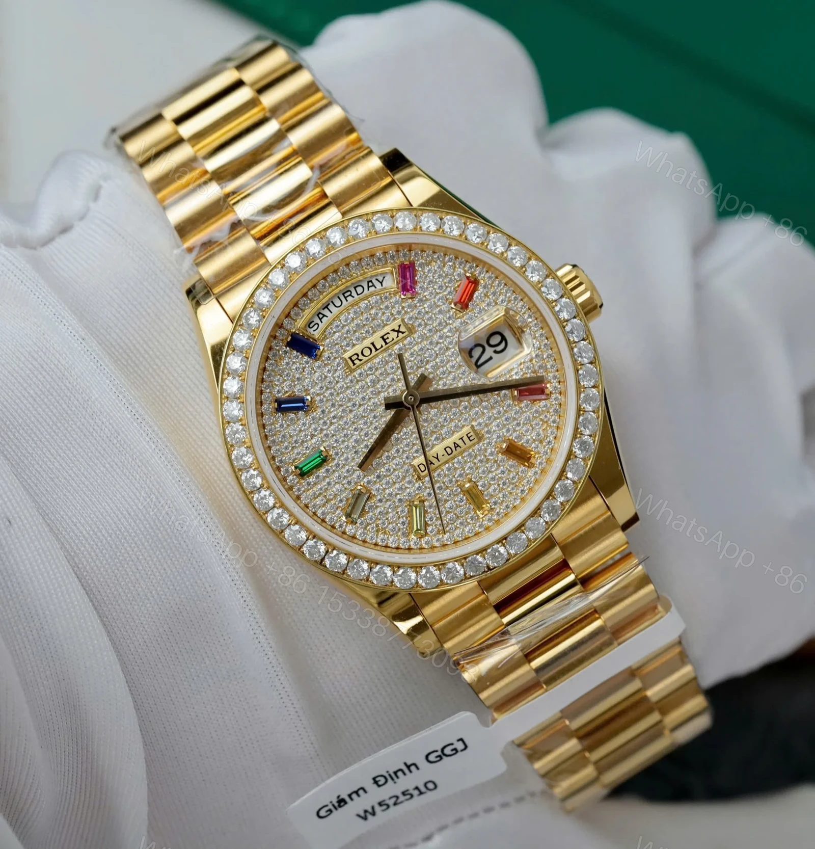 View 4 of Superclone Rolex Day-Date Diamond-Paved Dial 128348rbr-0030 36 mm