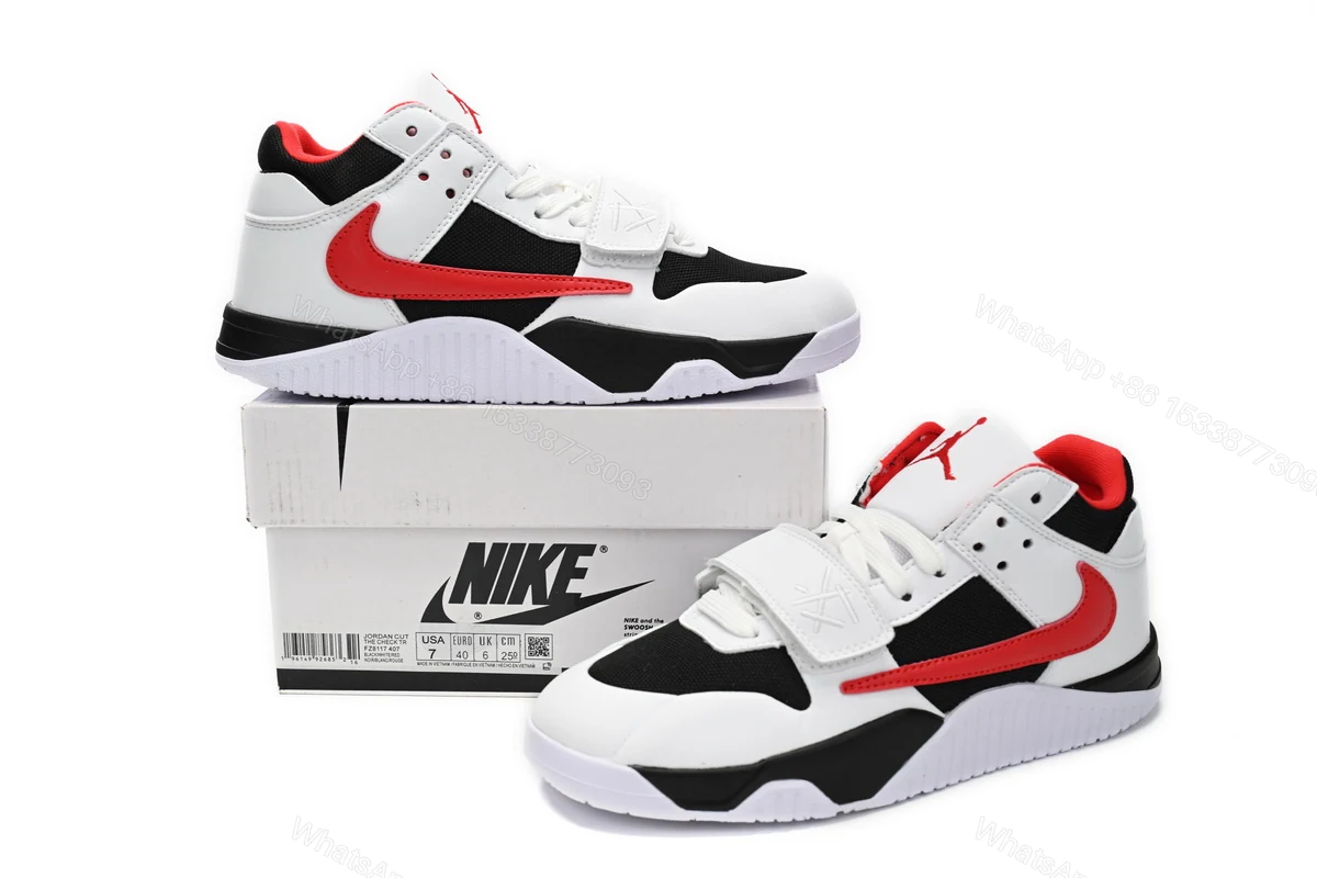 View 2 of Travis Scott x Jordan Cut The Check Nice Kicks Black White Red FZ8117-407