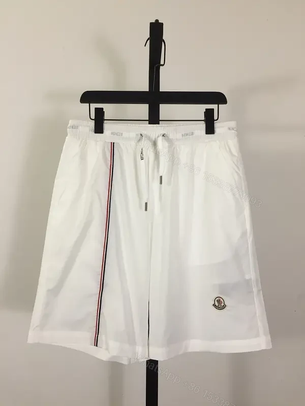 White Nylon Shorts Athletic Drawstring Moncler-style Logo — view 1