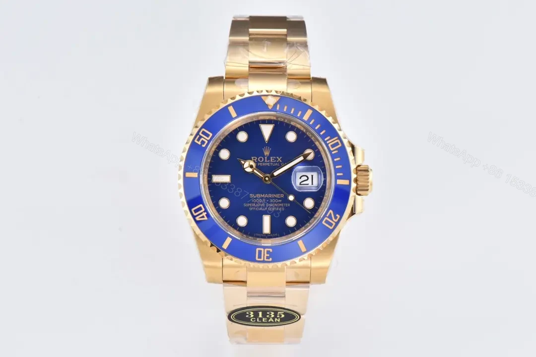 Clean Factory Clean Factory CLEAN V5 Blue Bezel Gold Submariner Watch — view 1