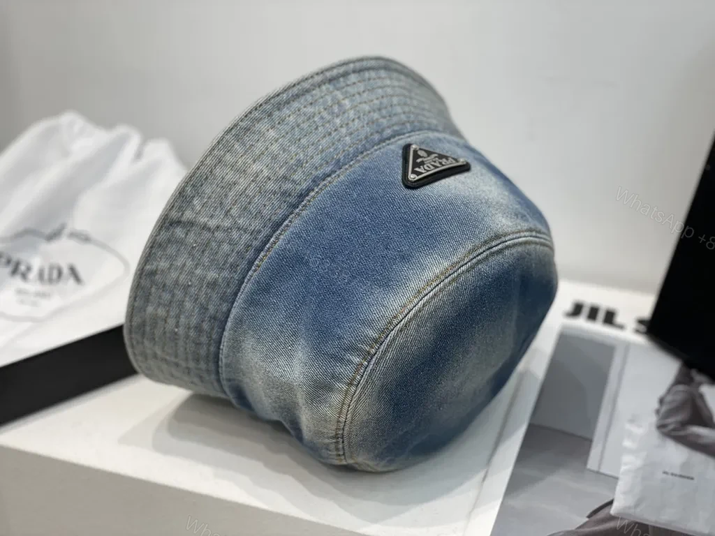 View 6 of Chic Prada Denim Bucket Hat â€” Luxury Everyday Wear