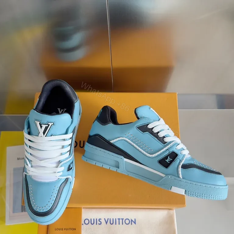 View 9 of Bright Sky Blue Luxury Sneaker with LV Touch Iconic Style