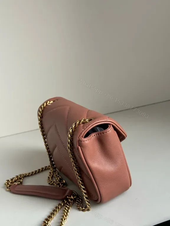 View 2 of Soft-Pink Quilted Crossbody with Gold Hardware - Yves Saint Laurent-Inspired
