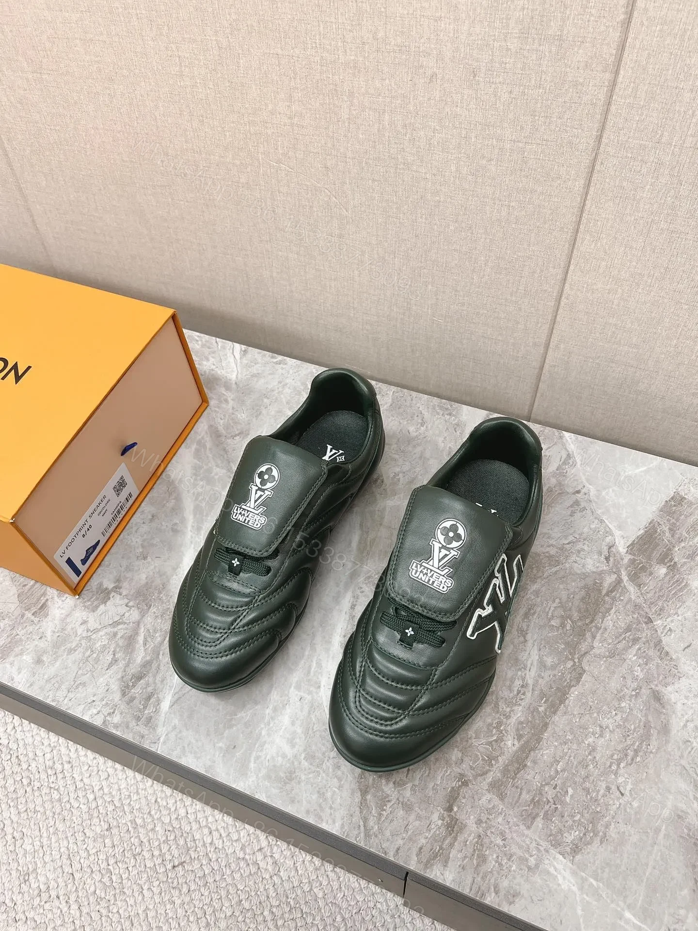 View 4 of LV Women Dark Green Leather Sneakers