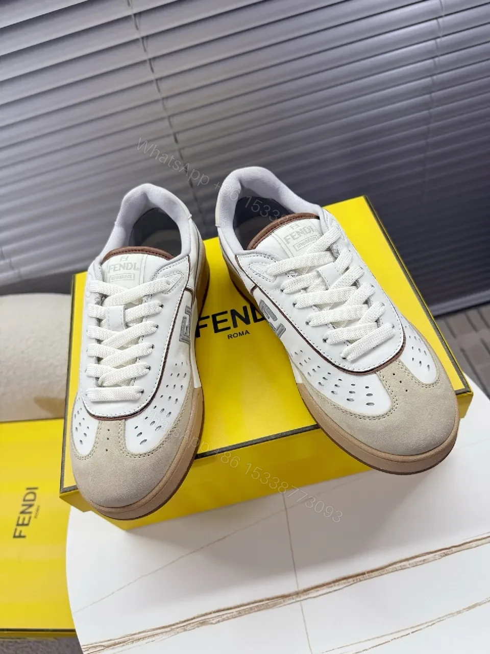 View 6 of Casual Luxury White-Beige Leather High-Top Sneaker, Comfort