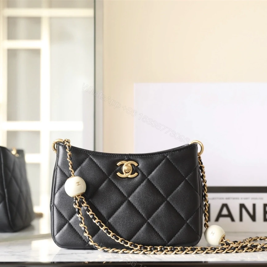 高仿Chanel*24S系列AS4862湯圓珍珠Hobo包黑色免檢版 — view 1