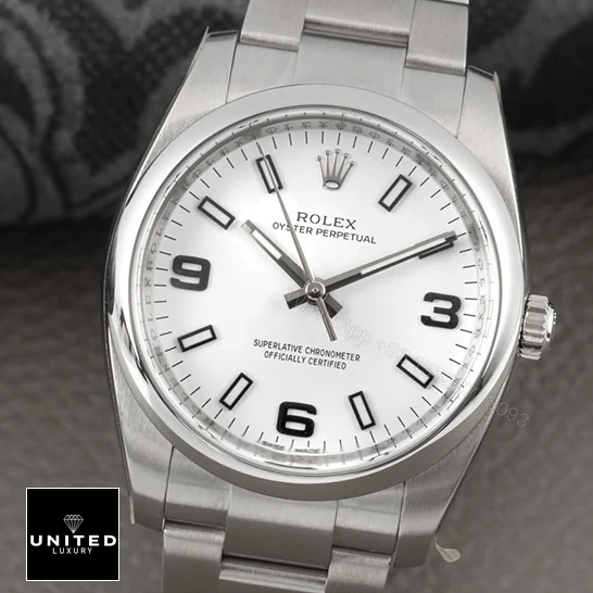 View 13 of Rolex Air King Stainless Steel White Dial 114200 Replica