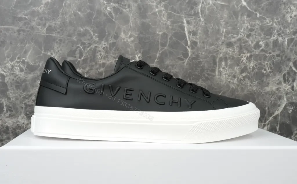 View 2 of Black Leather Low-Top Sneakers: Givenchy-Inspired Luxury Comfort
