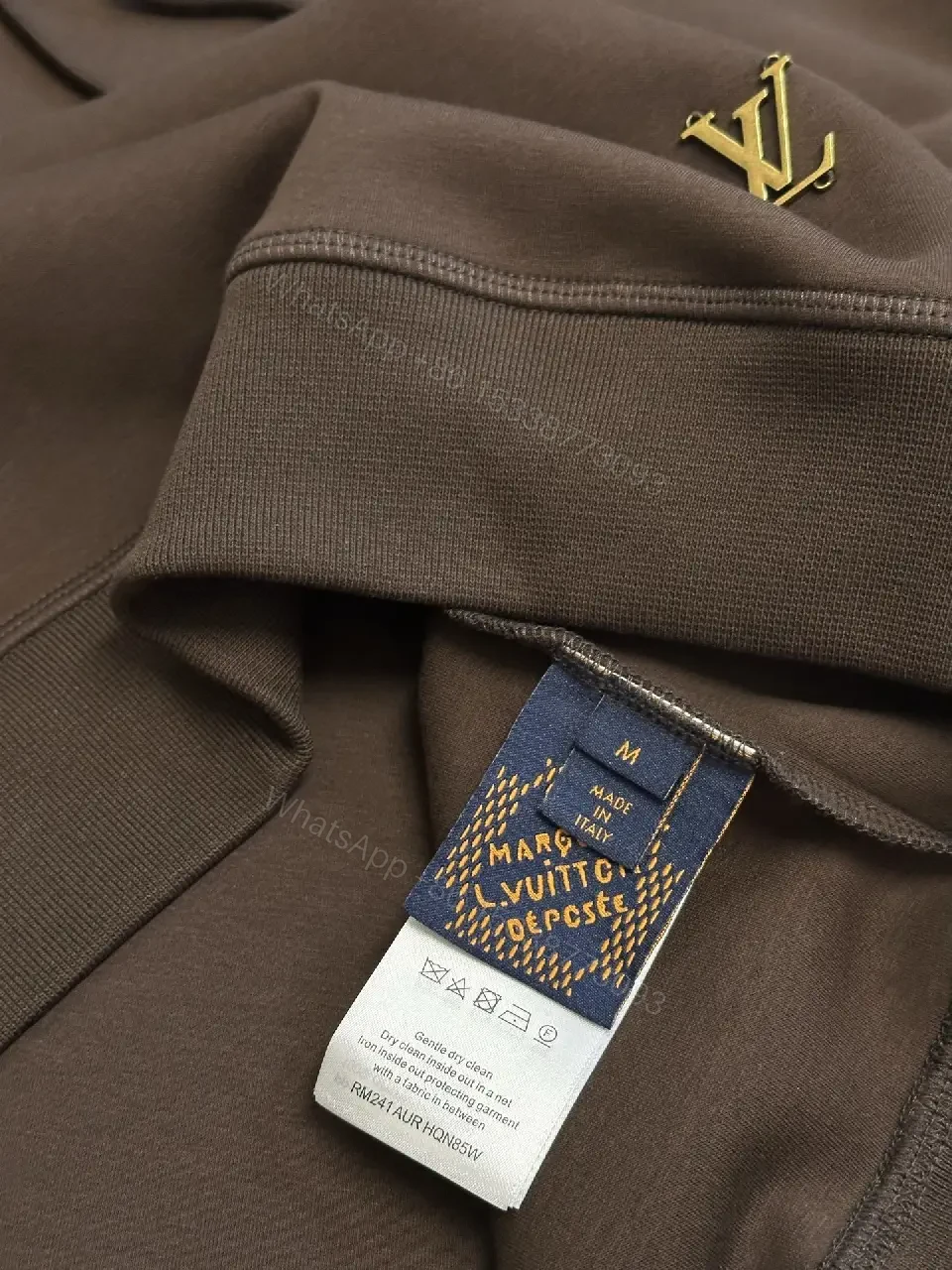 View 6 of Chocolate Cotton Hoodie: Luxe Hardware Minimalist Logo Style Hoodie