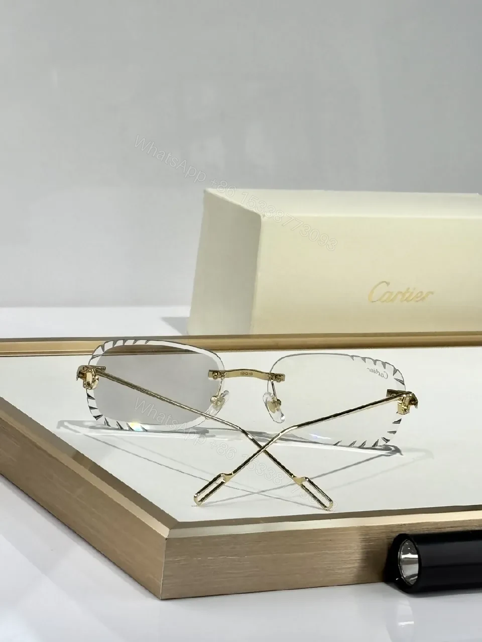 View 6 of Intricate Rimless Sunglasses: Luxe Metal, Gradient Lenses, Edge Detailing