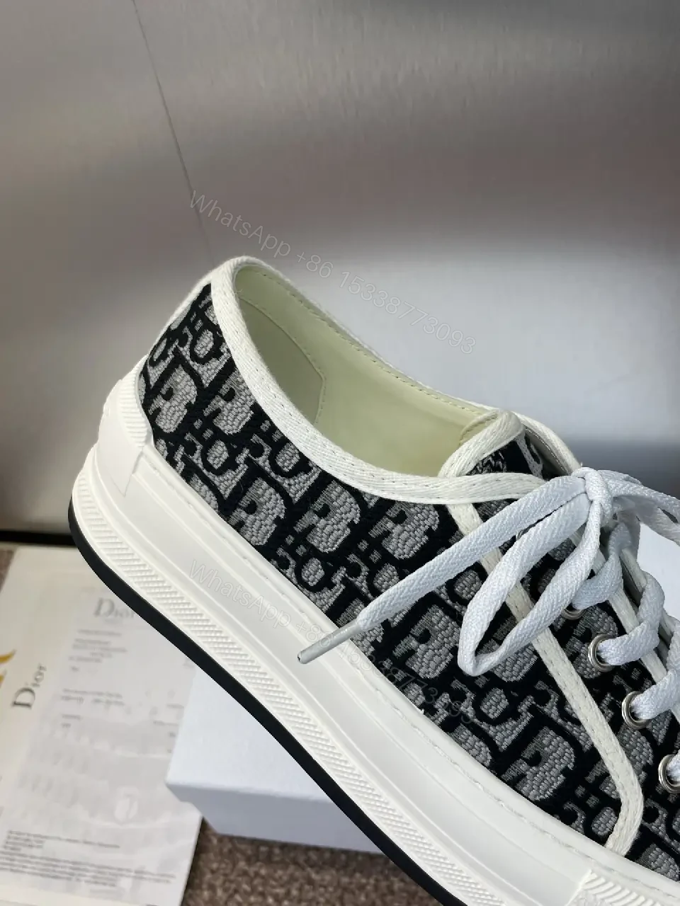 View 8 of Black Denim Dior-Style Platform Sneakers