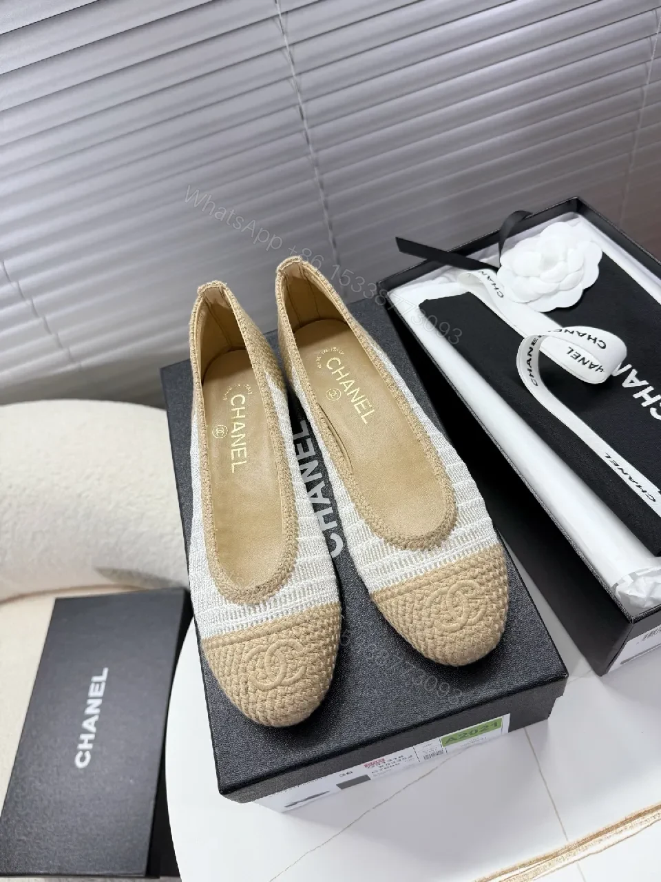 Textured-Woven Chanel-Inspired Espadrille Flats, Low-Profile Comfort — view 1