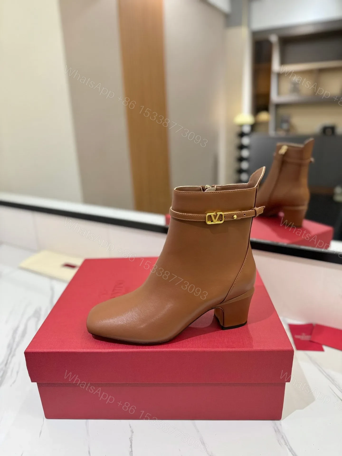 View 5 of Valentino Women Brown Leather Ankle Boots