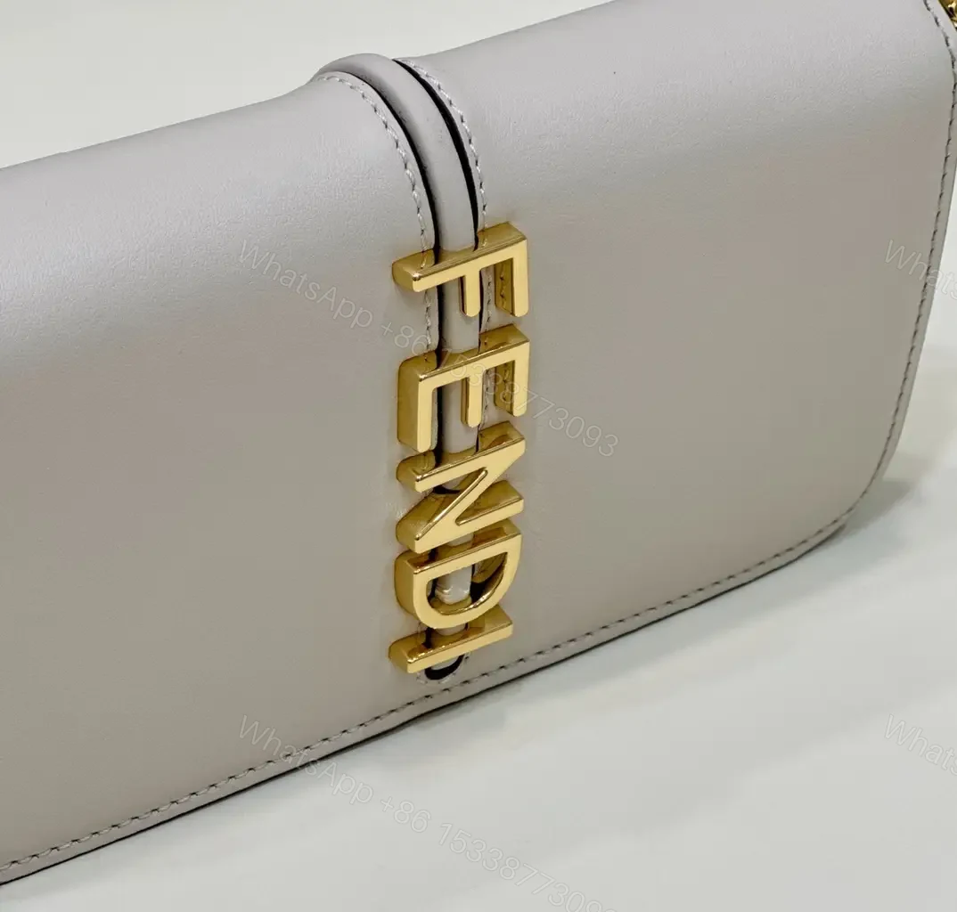 View 6 of Chic White Leather Satchel with Gold Chain Details