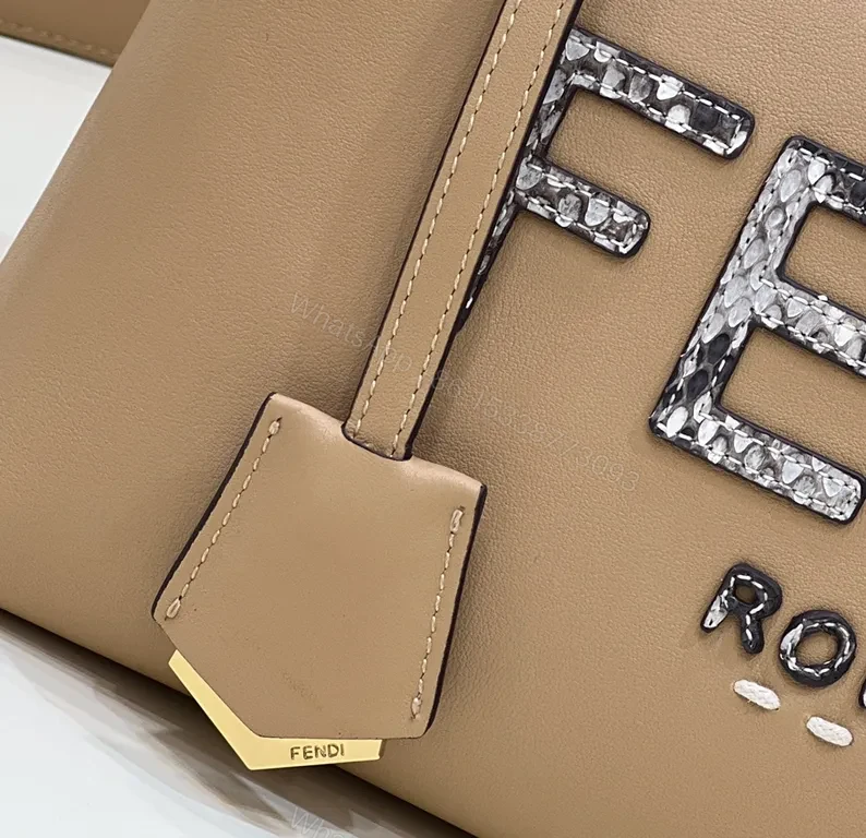 View 3 of Bold Fendi Logo Compact Leather Handbag - Luxury Everyday Style