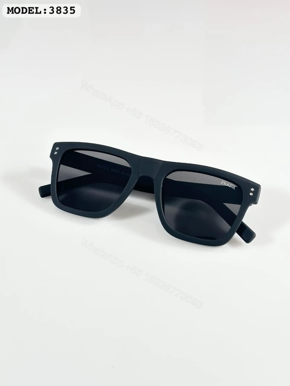 View 3 of Prada 3835 Matte Black Square Sunglasses