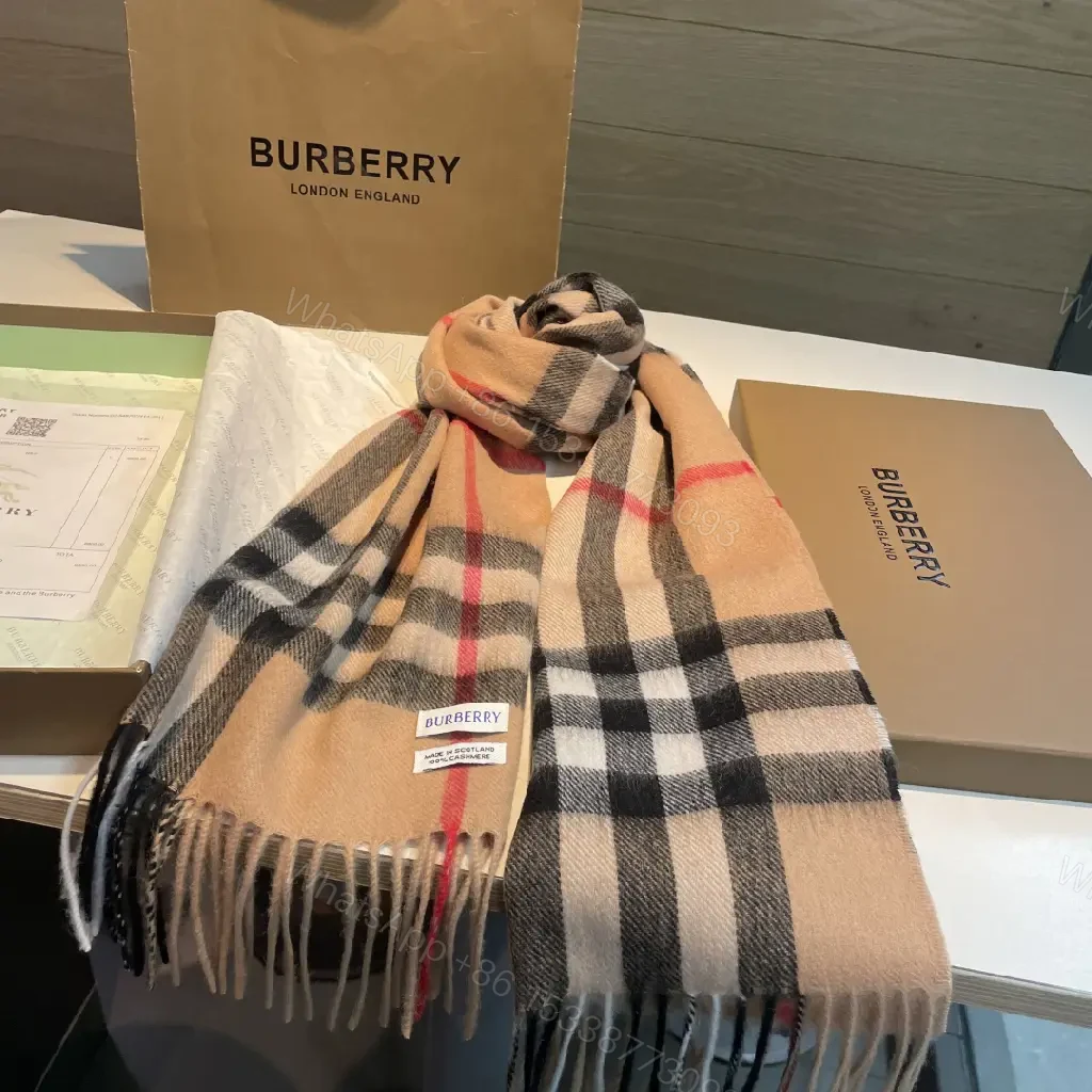 Warm Wool Blend Check Scarf - Luxury, Oversized Wrap, Fringed Edges — view 1
