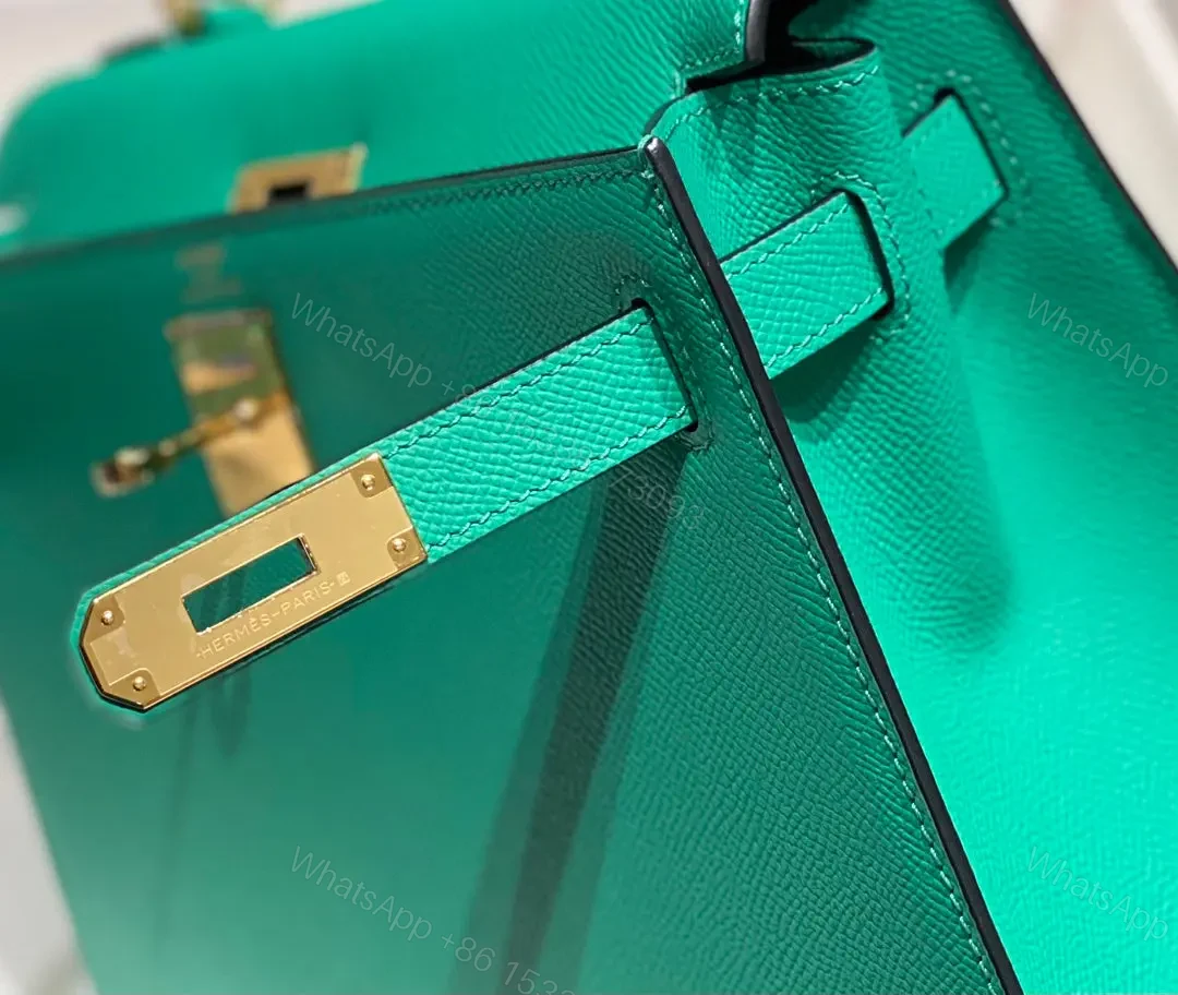View 5 of HN 28CM IN VERT VERTIGO EPSOM CALFSKIN GOLD HARDWARE
