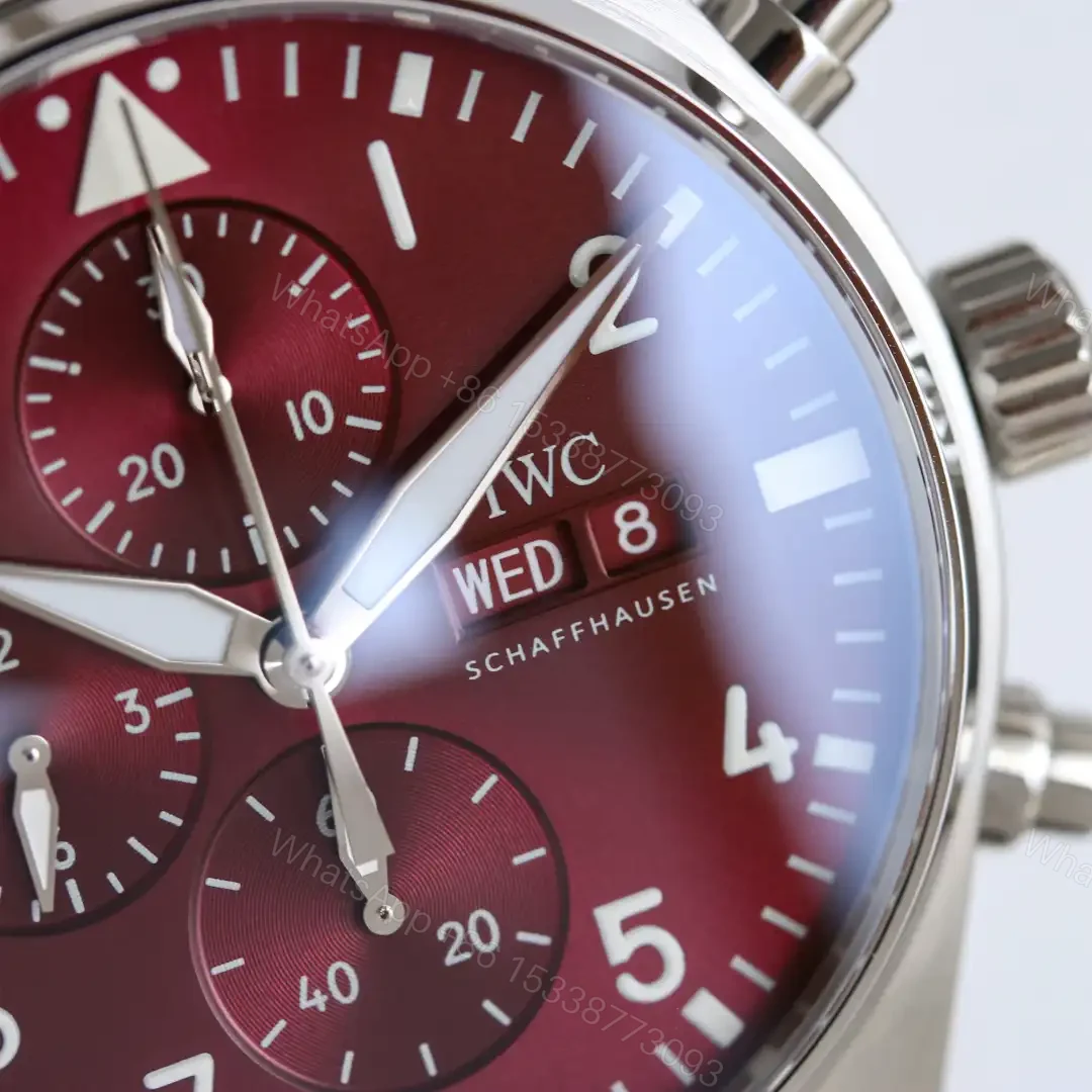 View 7 of IWC Pilot Chronograph N9 Rose Dial Stainless Steel Bracelet 43mm IW3777-ROSE