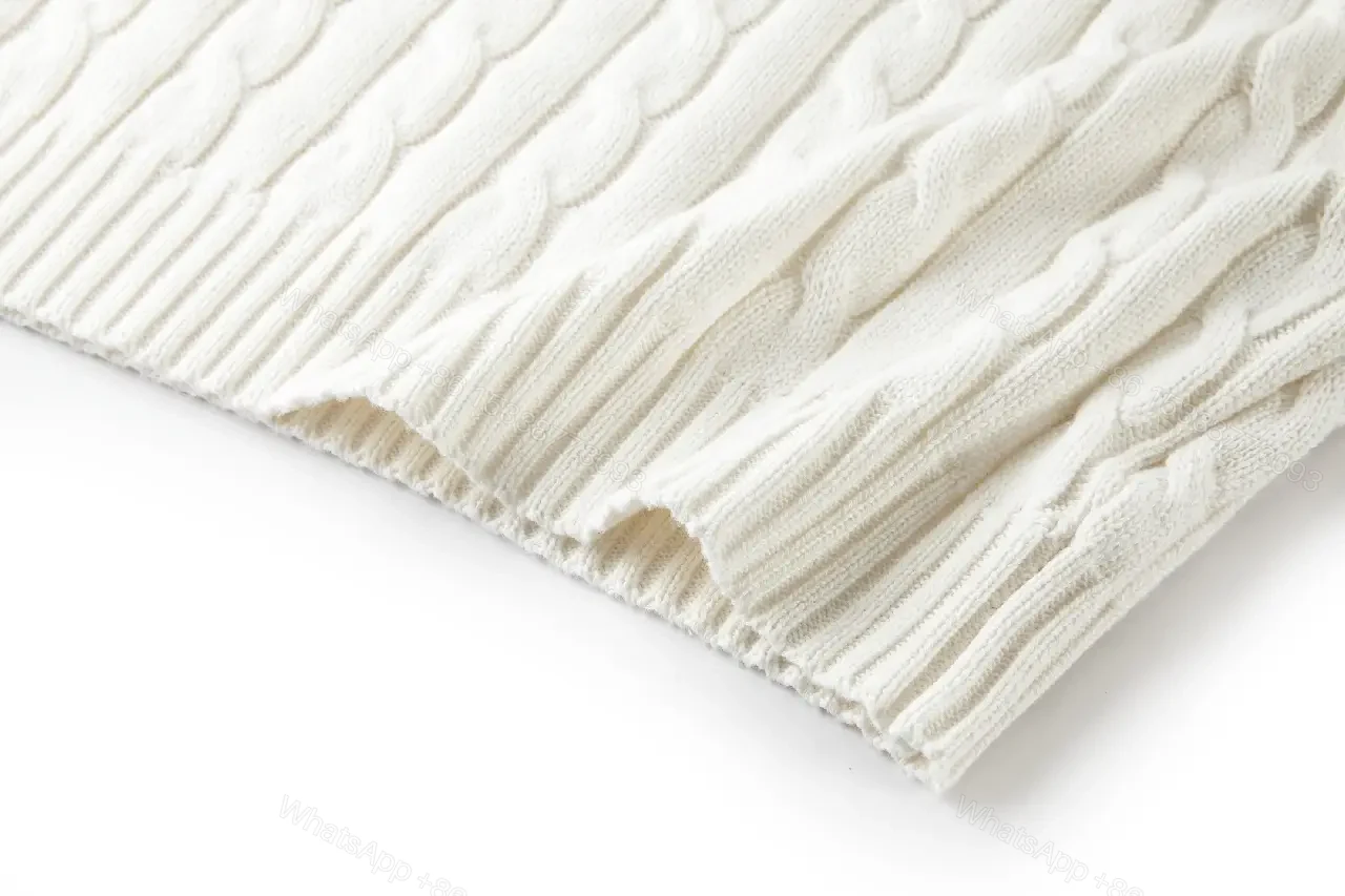 View 10 of Off-White Cream Cable-Knit Crew Neck Sweater with Logo Emblem