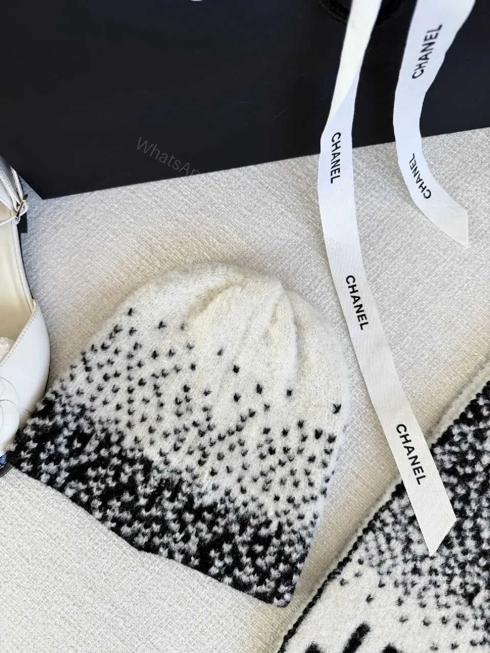 View 6 of Soft Knit Beanie with Ribbon Detail, Luxe Texture, Unisex