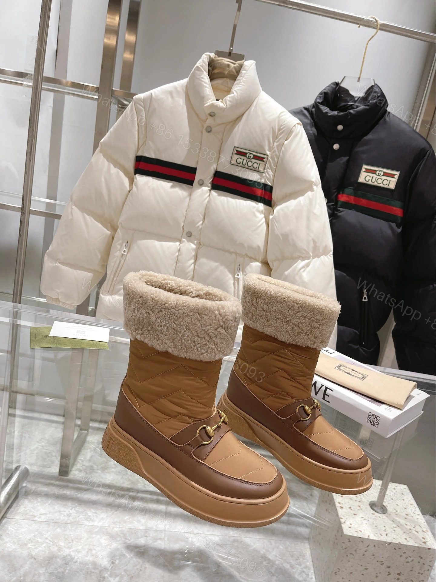View 7 of GUCCI HORSEBIT CHEVRON QUILTED BOOTS BROWN