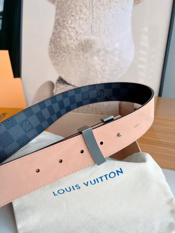 View 3 of Damier Canvas Belt with LV Buckle â€” Signature Luxury Accessory