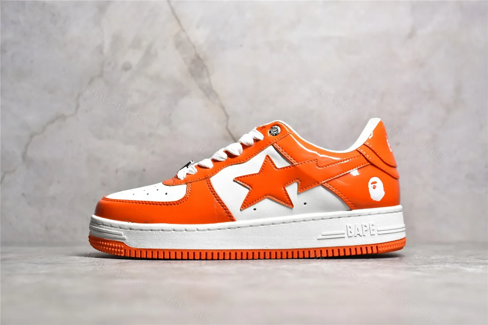 A Bathing Ape Bapesta White Orange Reps — view 1