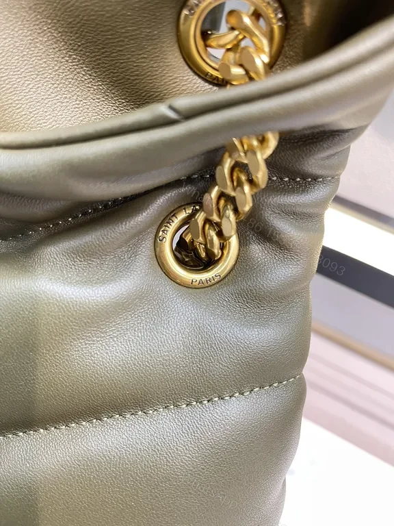 View 7 of Structured Chic YSL-Accent Quilted Leather Shoulder Bag