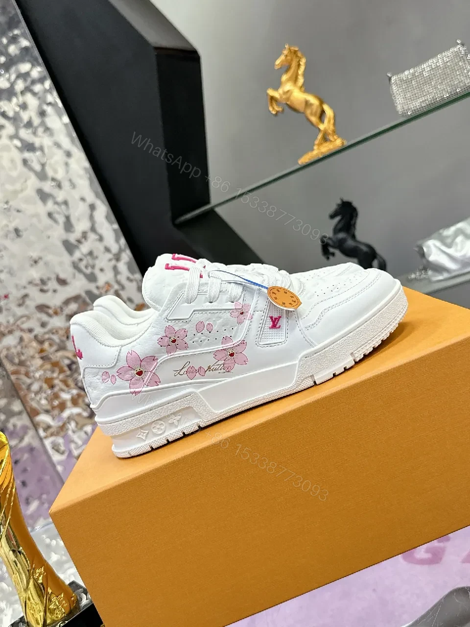 View 7 of White Leather Sneakers, Pink Detailing, Luxe Everyday Wear