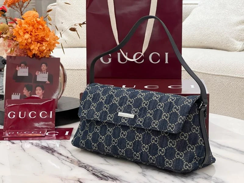 View 3 of Gucci古驰深蓝牛仔肩挎包_高仿a货厂家-奢品库