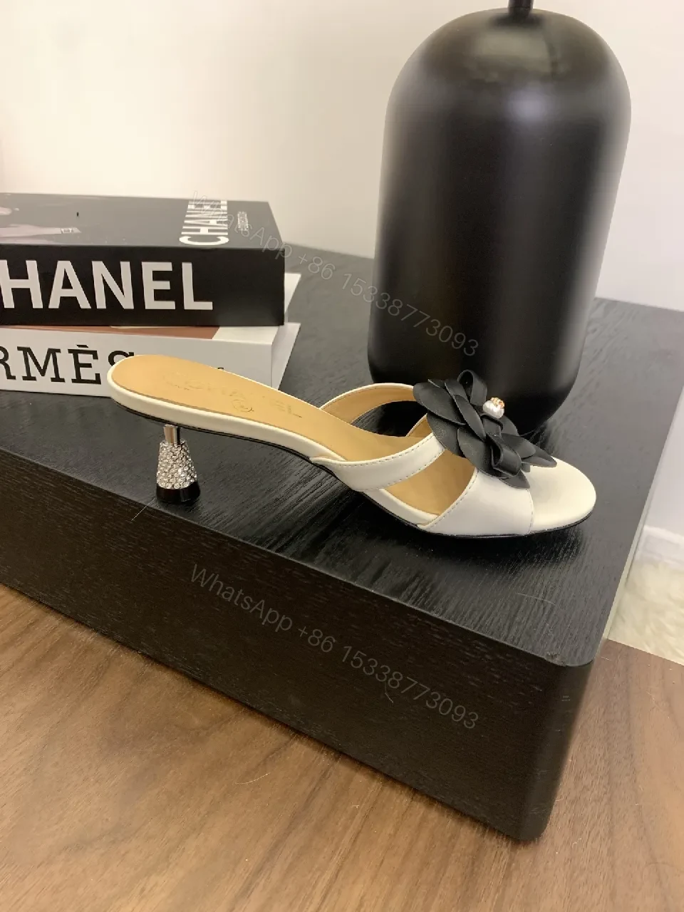 View 6 of Floral-Embellished Open-Toe Slide Sandals, Premium Comfort