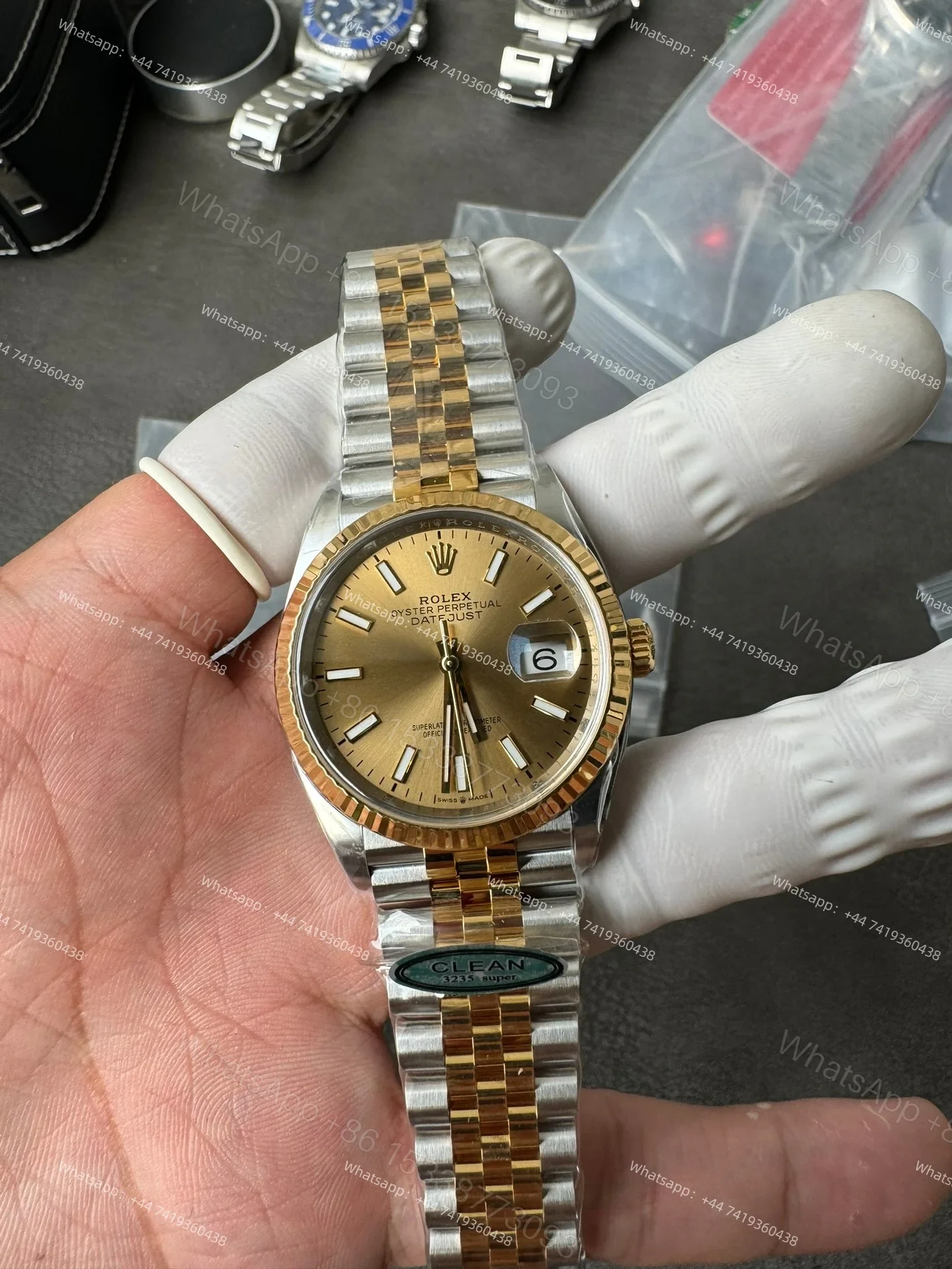 View 2 of Rolex Datejust M126233-0015 Gold Dial 1:1 Replica Jubilee 36MM 3235 Movement Super Clone Watch
