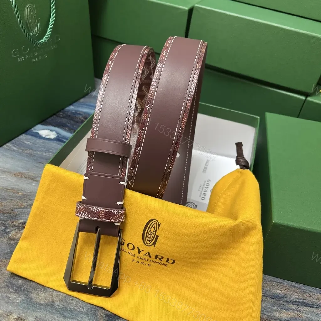 View 9 of Lux Leather Belt with Chevron Pattern & Brass Buckle
