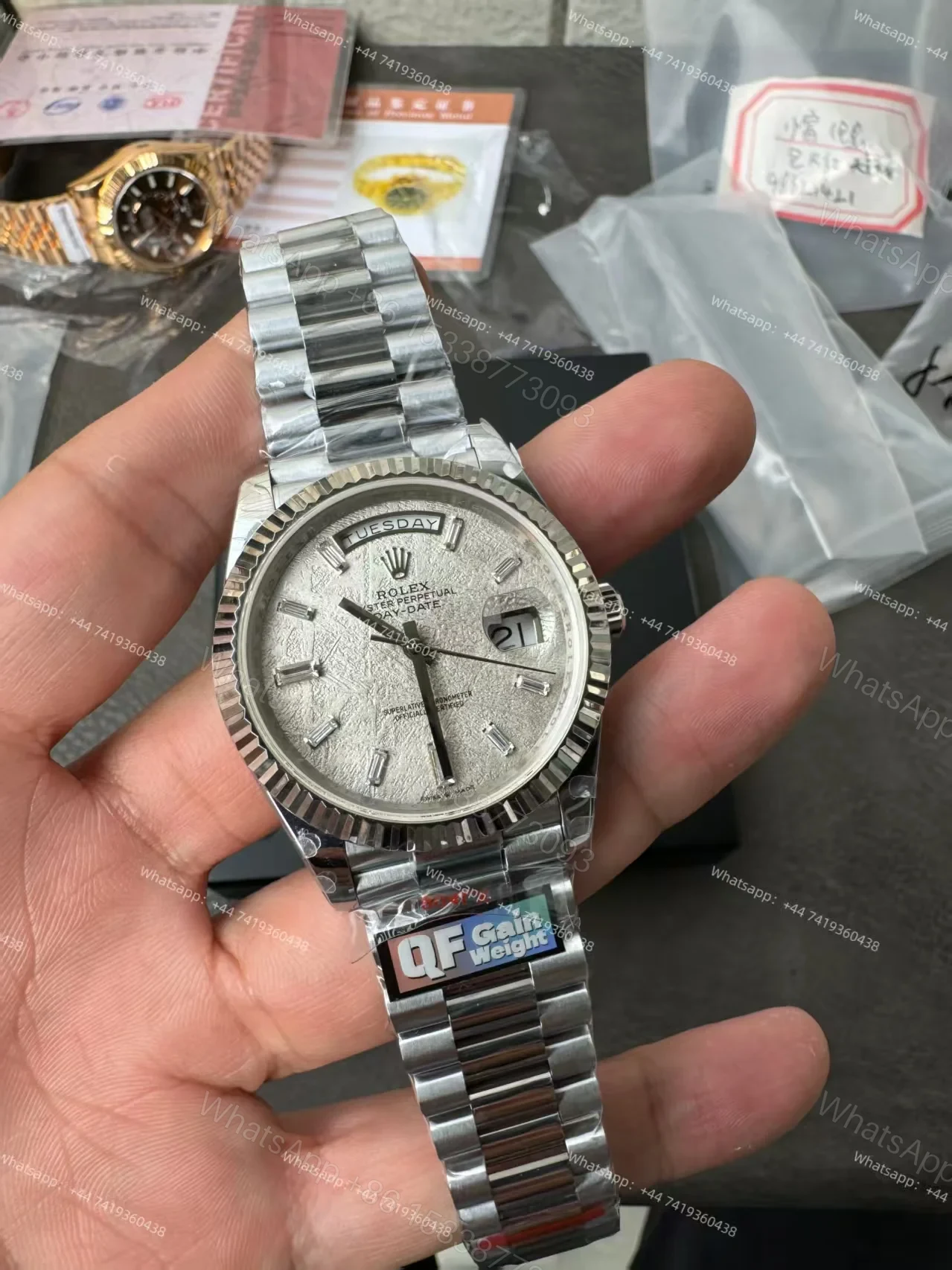 View 2 of Rolex Day-Date M228239-0055 1:1 Replica Meteorite Dial 40MM 3255 Movement Presidential Bracelet Super Clone Watch