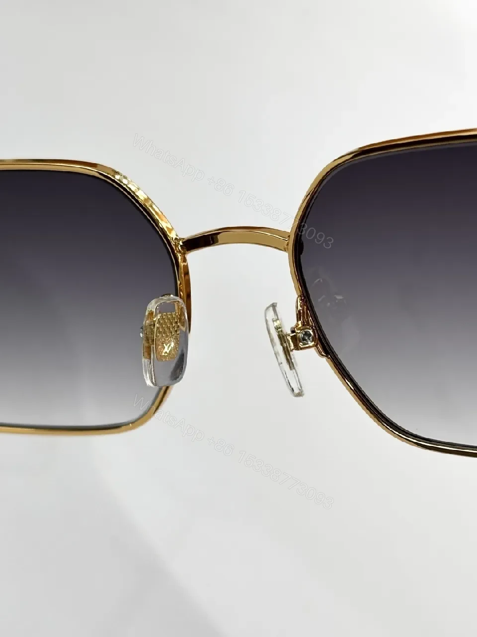 View 3 of Gold-Frame Sunglasses with Gradient Lenses and Diamond Accents, Luxury Style