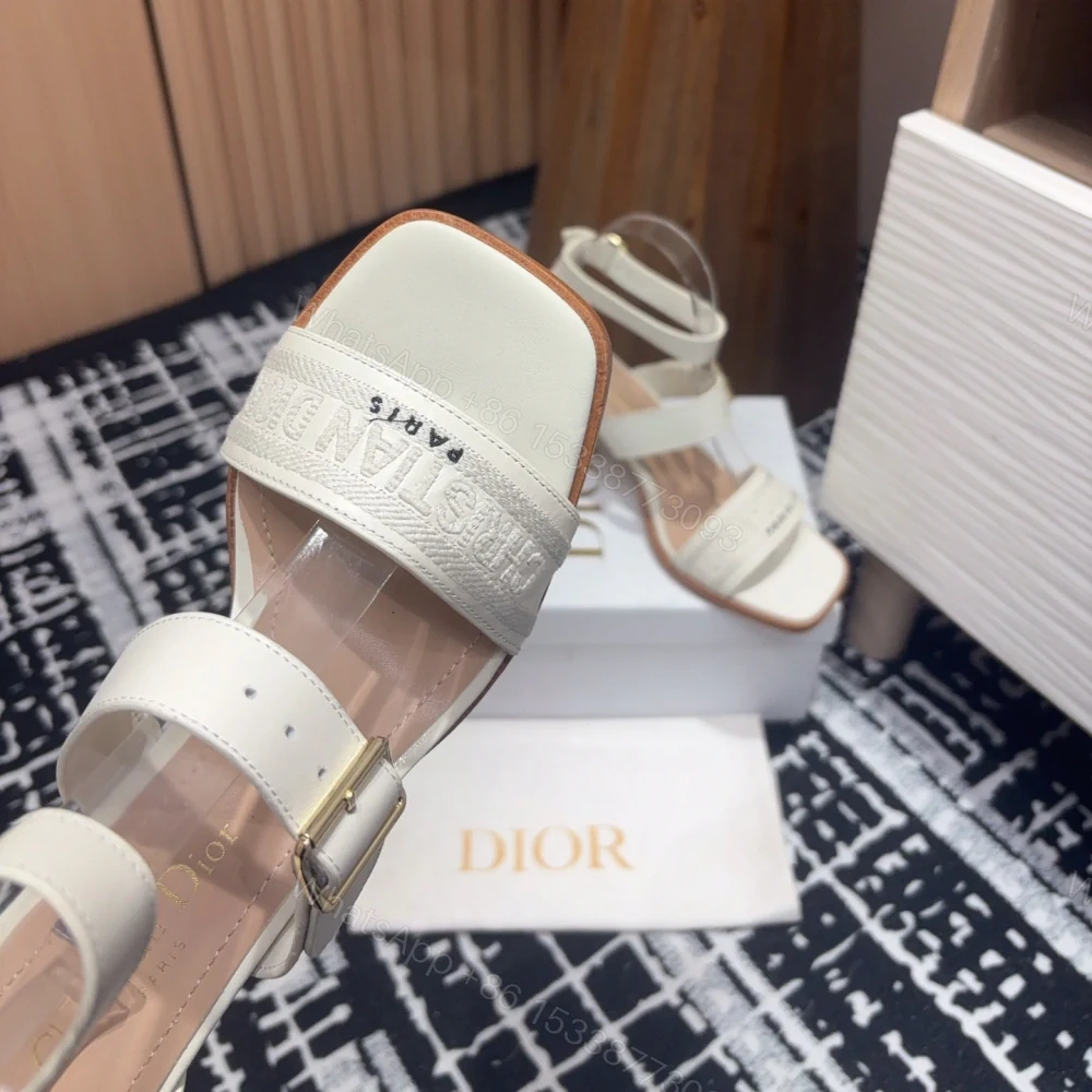 View 4 of 高仿Dior*Dway3系列KDO182高跟刺繡涼鞋白色免檢版