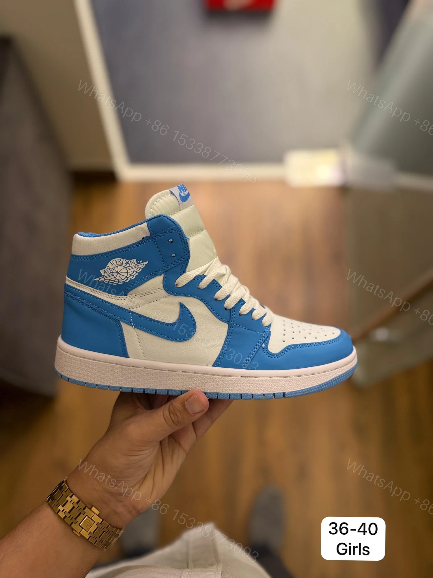 View 3 of FIRST COPY AIR JORDANS RETRO 1 MID UNIVERSITY MOON BLUE
