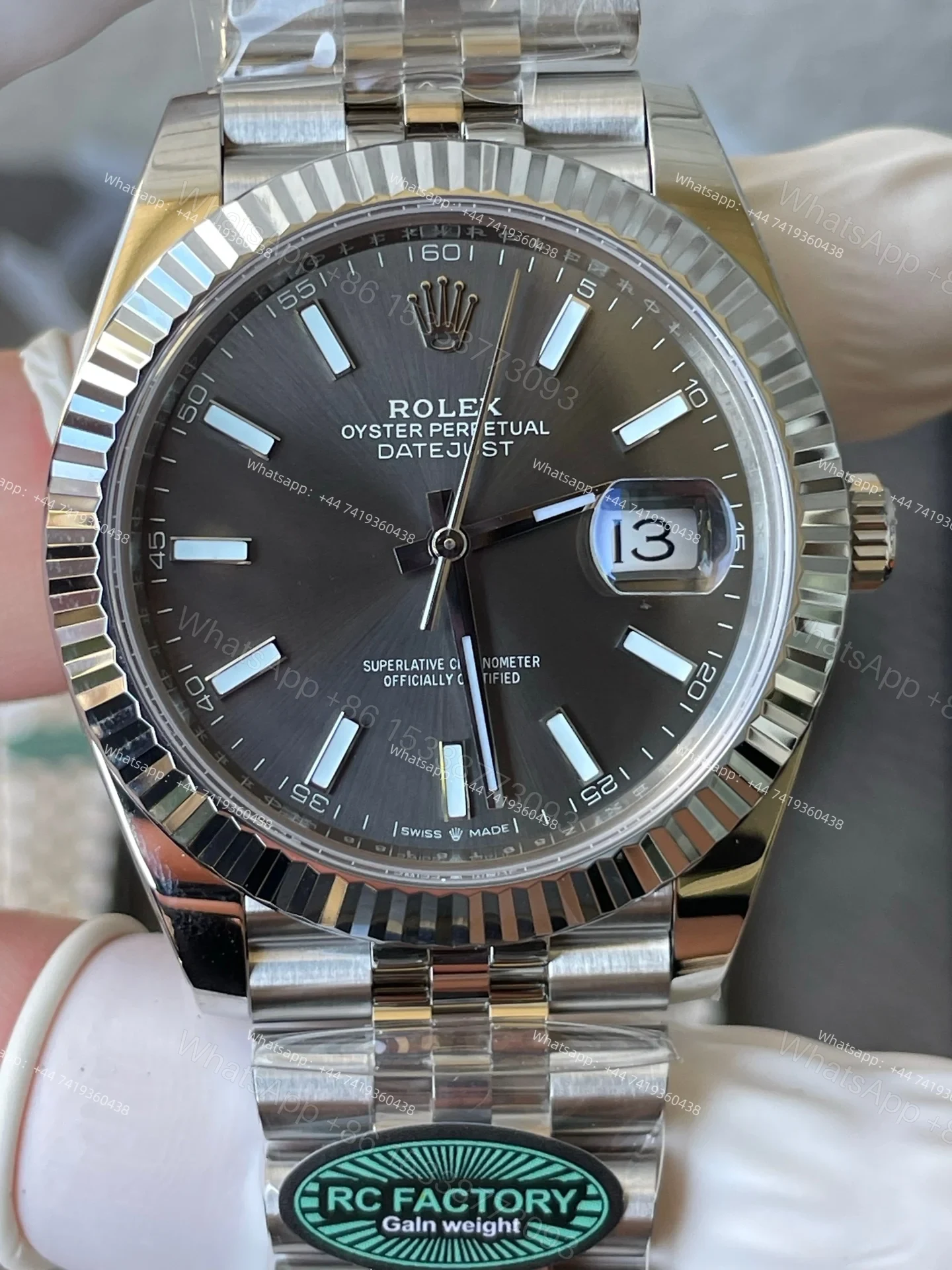 View 5 of Rolex Datejust M126334-0014 1:1 Replica Grey Dial Jubilee 41MM 3235 Movement Super Clone Watch