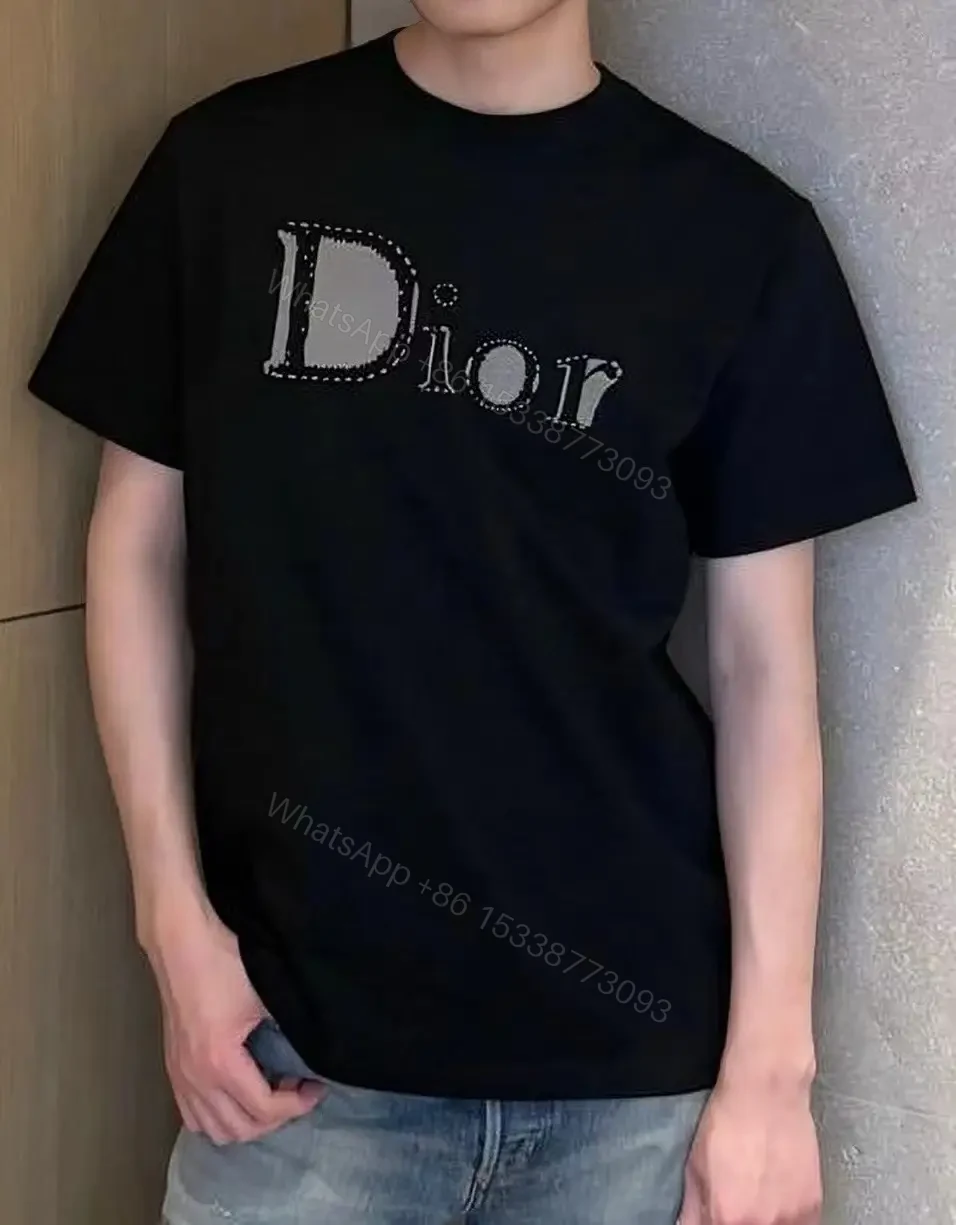 View 7 of Black Cotton Luxe Tee | Minimalist Dior Graphic, Relaxed Fit, Premium