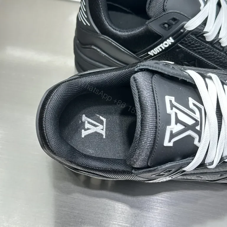 View 7 of Bold Leather Sneaker: Monogram-Texture City Style Shoes