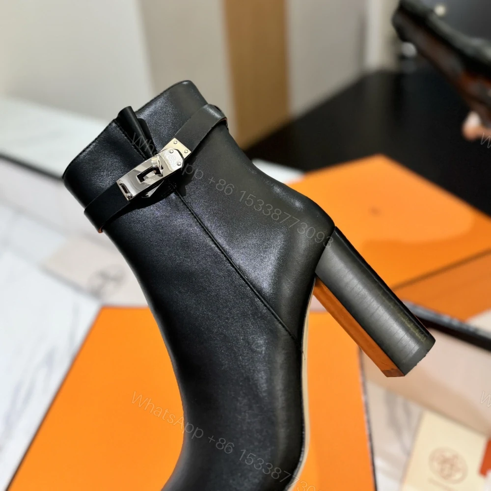 View 8 of 高仿Hermes*H182102Z02小牛皮高踭短靴黑色8.5CM免檢版
