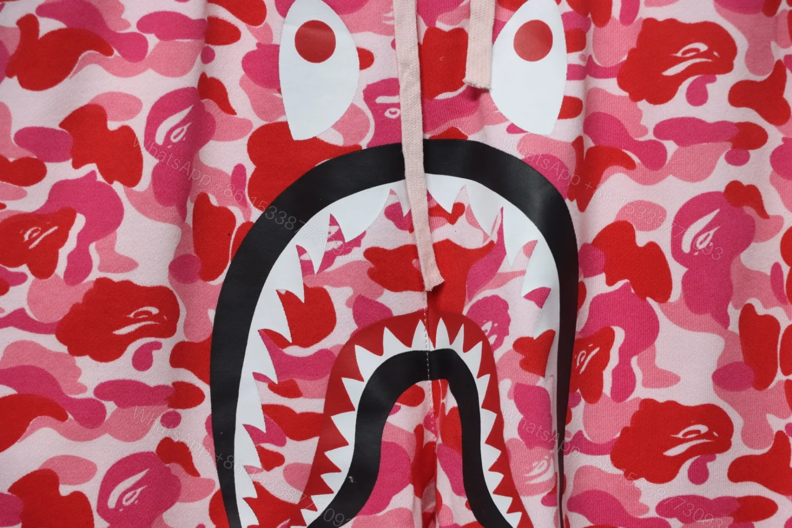 View 3 of Bape Camo Shark Shorts Pink