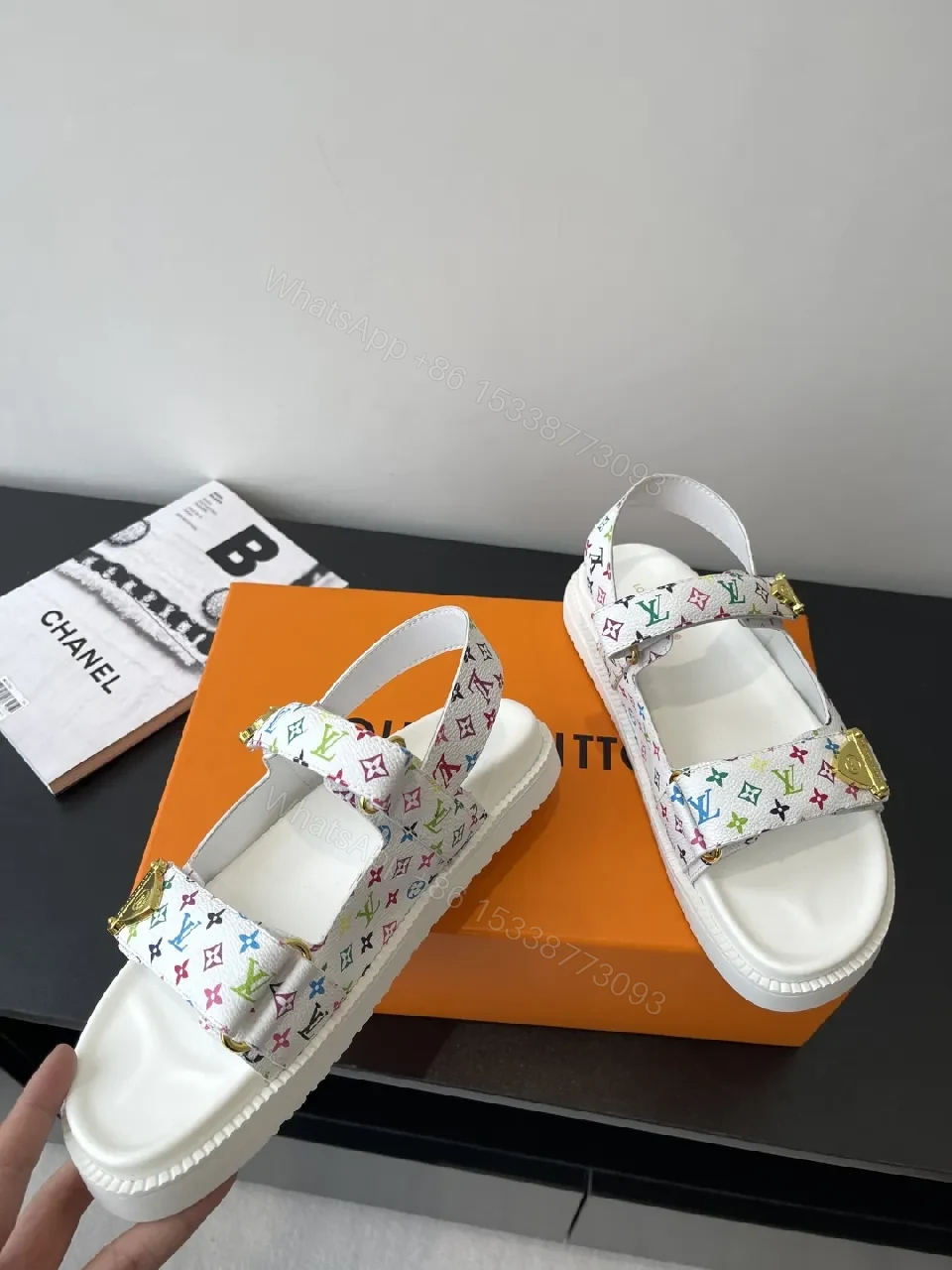 View 4 of Colorful Monogram Comfort Sandals: Playful Luxury in Steps