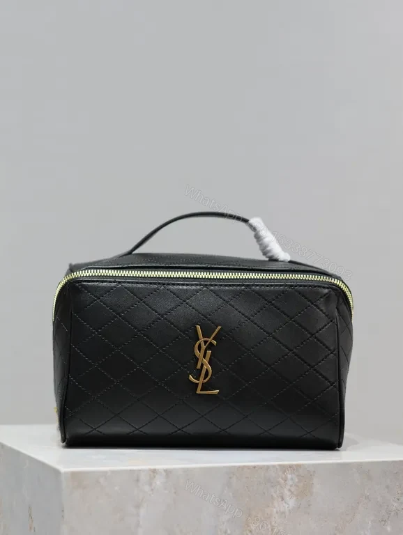 Chic Quilted Cosmetic Case + Gold Hardware Luxury Organiser — view 1