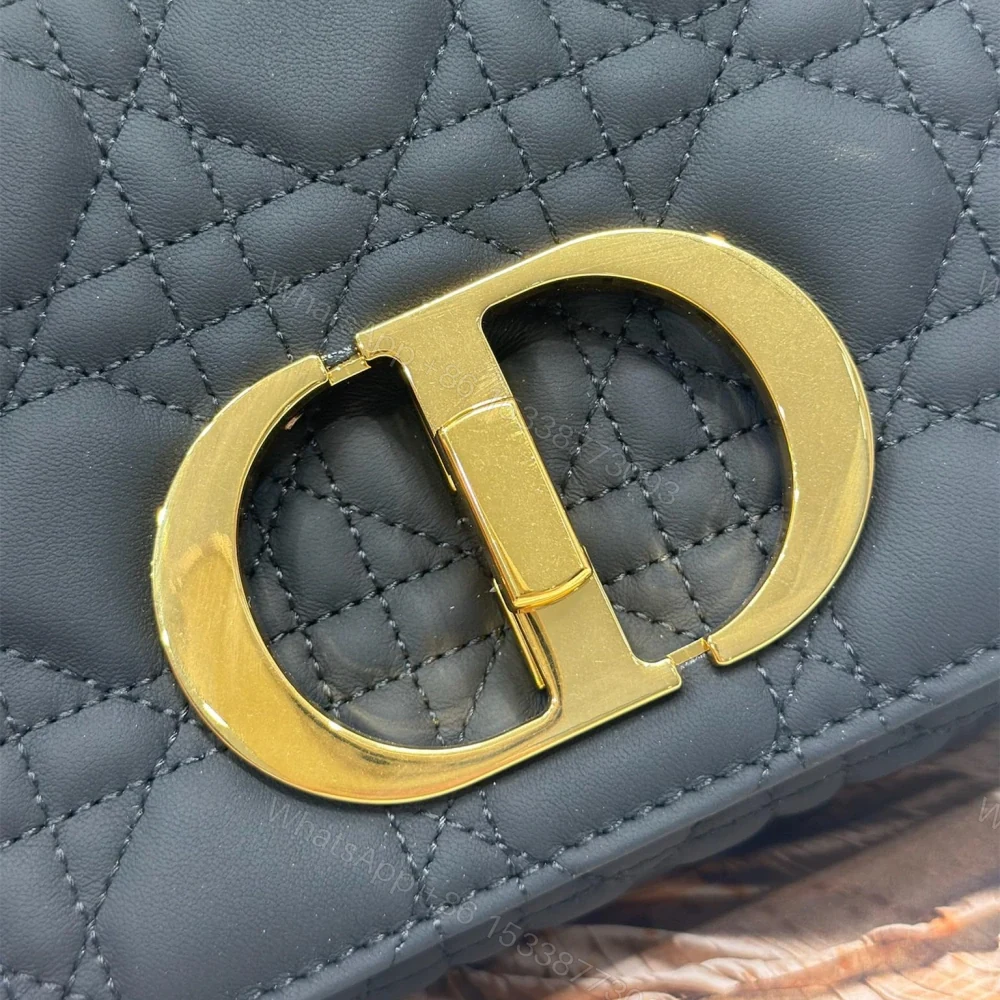 View 4 of 高仿Dior*Caro系列M9240M901小牛皮鏈條包黑金小號免檢版