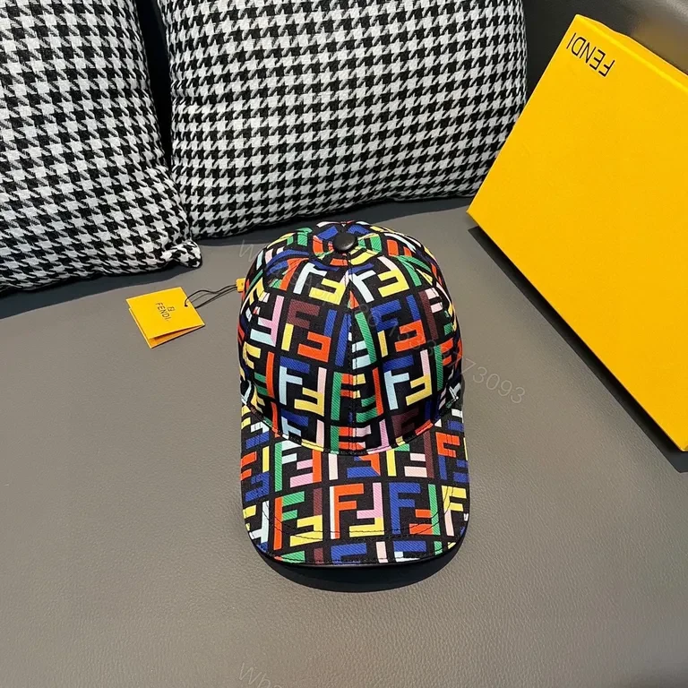 View 6 of Colorful Fendi-Inspired Cap: Bold Pattern, All-Day Comfort